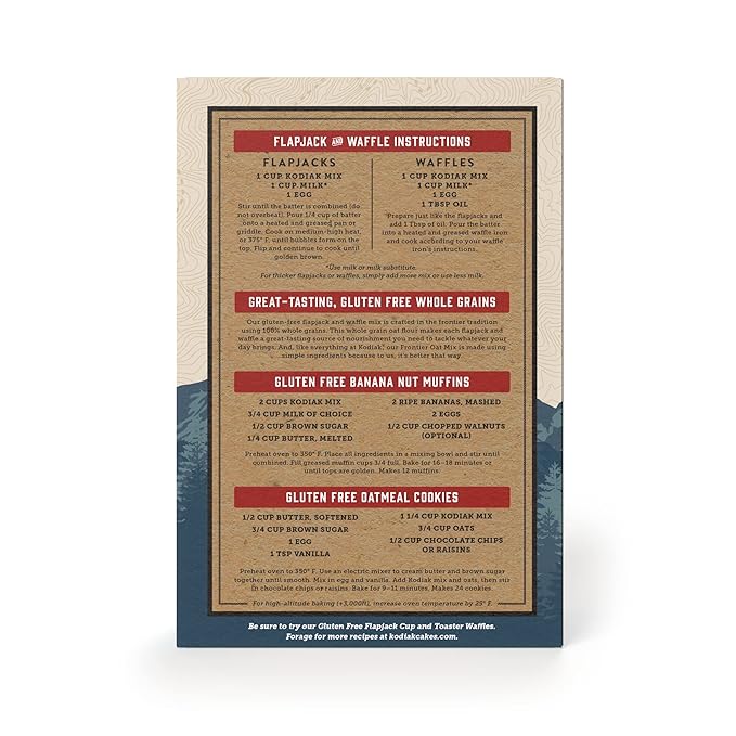 Kodiak Gluten Free Flapjack, Pancake & Waffle Mix, Frontier Oat, High Protein,100% Whole Grains (Pack of 1)