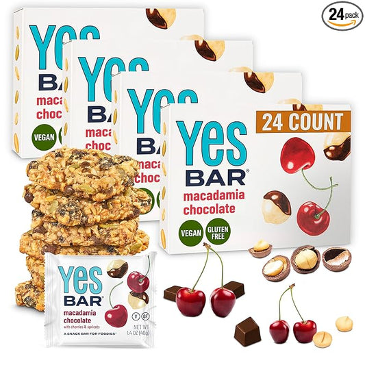 The YES Bar ??Macadamia Chocolate ??Plant Based Protein, Decadent Snack Bar ??Vegan, Paleo, Gluten Free, Dairy Free, Low Sugar, Healthy Snack, Breakfast, Low Carb, Keto Friendly (24 Count)