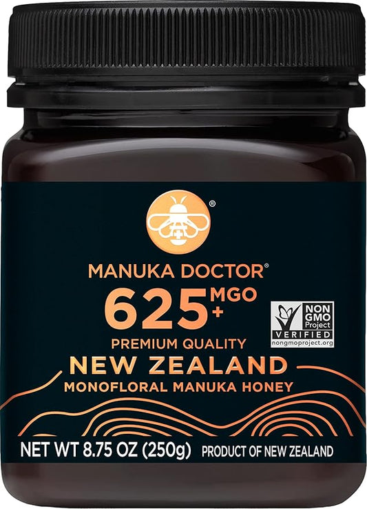 MANUKA DOCTOR - MGO 625+ Manuka Honey Monofloral, 100% Pure New Zealand Honey. Certified. Guaranteed. RAW. Non-GMO (8.75 oz)