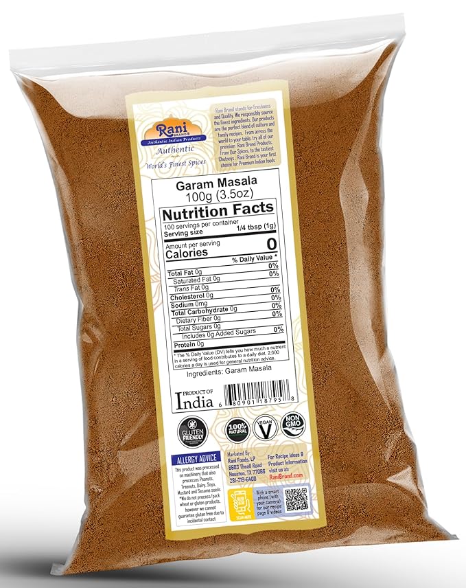 Rani Garam Masala Indian 11-Spice Blend 3.5oz (100g) ~ All Natural, Salt-Free | Vegan | No Colors | Gluten Friendly | NON-GMO | Kosher | Indian Origin