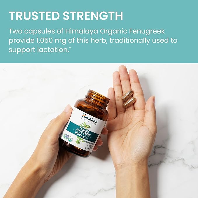 Himalaya Organic Fenugreek for Daily Wellness, Warming and Energizing Properties, 1,050 mg, 60 Vegan Capsules
