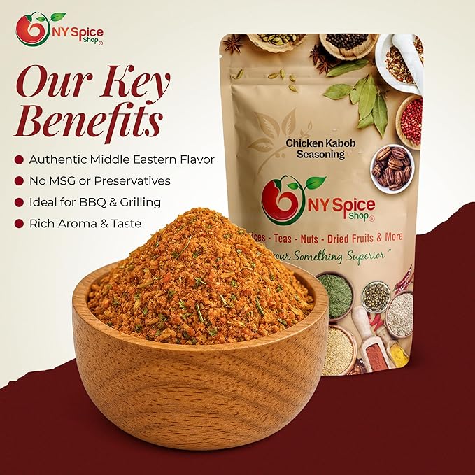 NY Spice Shop Chicken Kabob Seasoning - 6 Ounce Spicy Chicken Breast Kabob Mediterranean Spicy Smoked Chili Seasoning - Natural Gyro Greek Spice Pepper