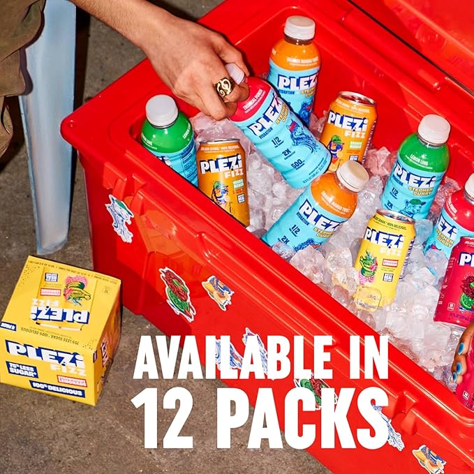 PLEZi FiZZ Strawberry Lemonade Sparkling Juice - Healthy Soda Alternative with Real Fruit Juice, No