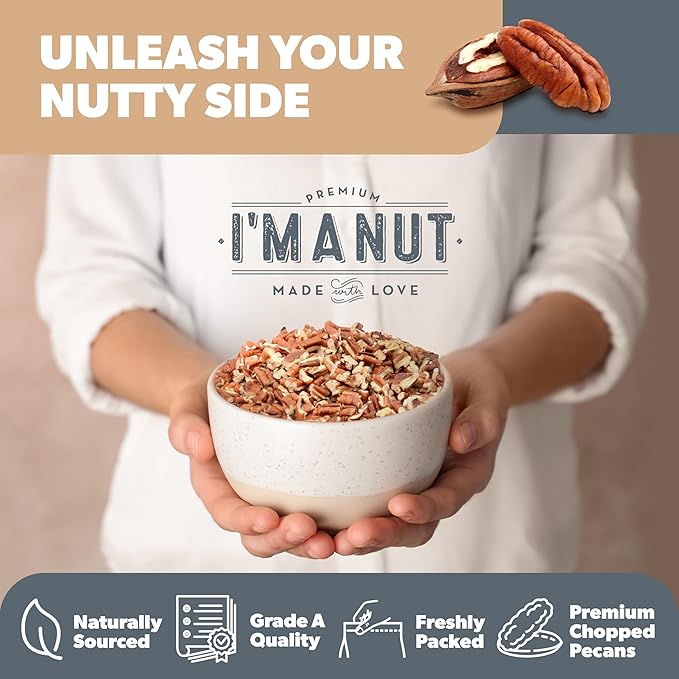 Premium Raw Chopped Pecans 16oz (1 lb)| American-Grown, Non-GMO | Batch Tested Gluten & Peanut Free | No PPO or Preservatives | Rich Flavor for Snacking & Cooking