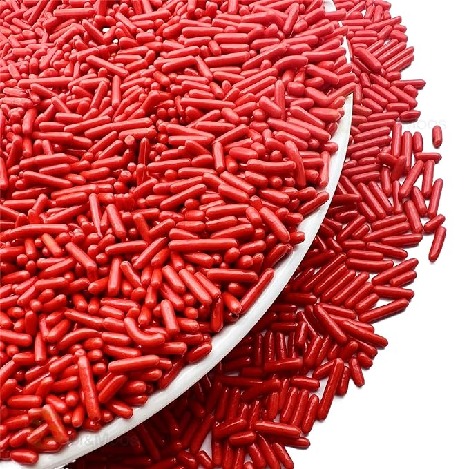 SE Si&Moos Red Sprinkles Edible Red Jimmies Soft Jimmy Sprinkles Halloween Cake Decorations Christmas Cookie Decorations for Cake Decorating, Ice Cream Toppings & Baking 2.75 OZ