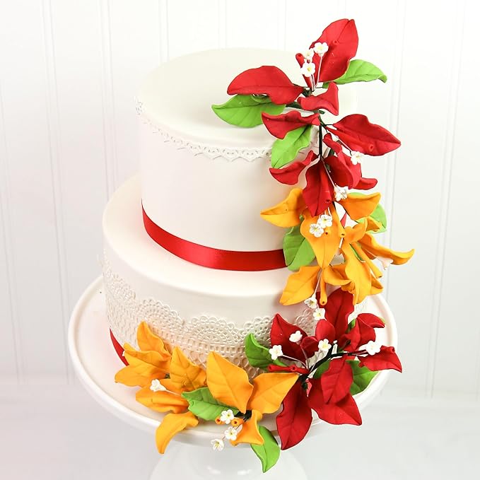 Global Sugar Art Exquisite Red Bougainvillea Sugar Cake Flowers, 6 Count by Chef Alan Tetreault (Red)