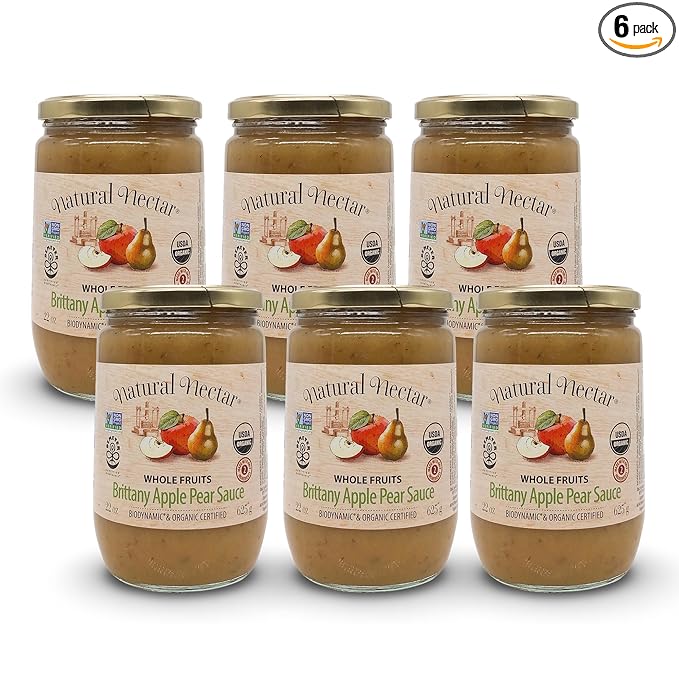 Natural Nectar Apple Pear Sauce, USDA Certified Organic, 22 Ounce (Pack of 6)