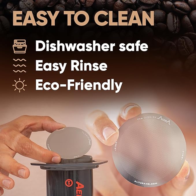 ALTURA The DISC FINE Stainless Steel Filter for AeroPress Coffee Makers ??Reusable Metal Filter Replacement for Rich Flavor, Travel, and Eco-Friendly Brewing