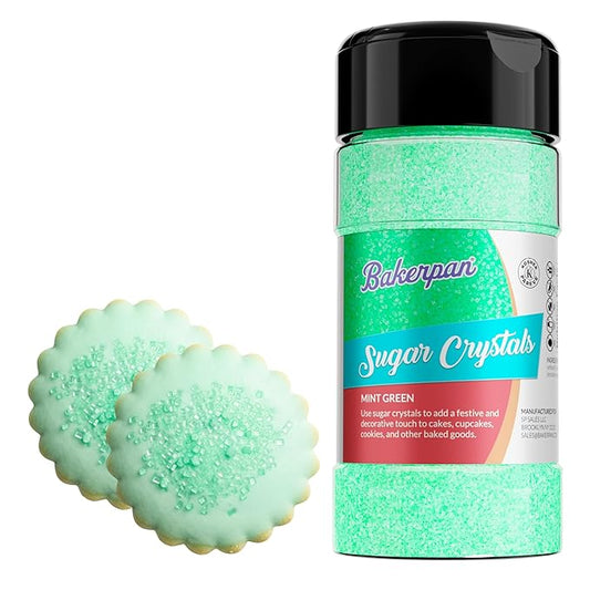 Bakerpan Sugar Sprinkles for Baking - 7 Ounce Mint Green Decorating Sugar Crystals for Cookies, Cake Pops, Ice Cream (Made in USA)