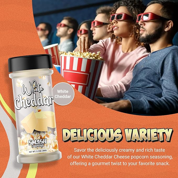 White Cheddar Cheese Powder ??Premium Cheesy Popcorn Seasoning ??2 Pack Gourmet Sprinkle Topping for Popcorn, Chips, Pasta, Fries, Pretzels, Sauces, Snacks, Meals, Parties ??Bold Sharp Flavor