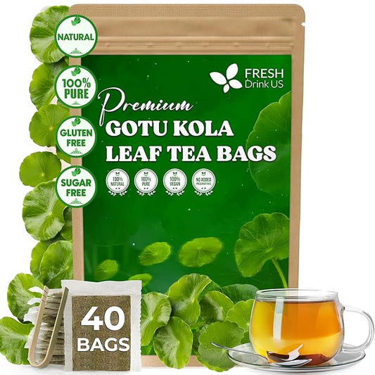 FreshDrinkUS, Premium Gotu Kola Leaf Tea ??40 Tea Bags | Pure Dried Centella Asiatica Leaves | Naturally Caffeine-Free Herbal Tea | Refreshing Aroma & Smooth Taste | Premium Herbal Infusion. Vegan