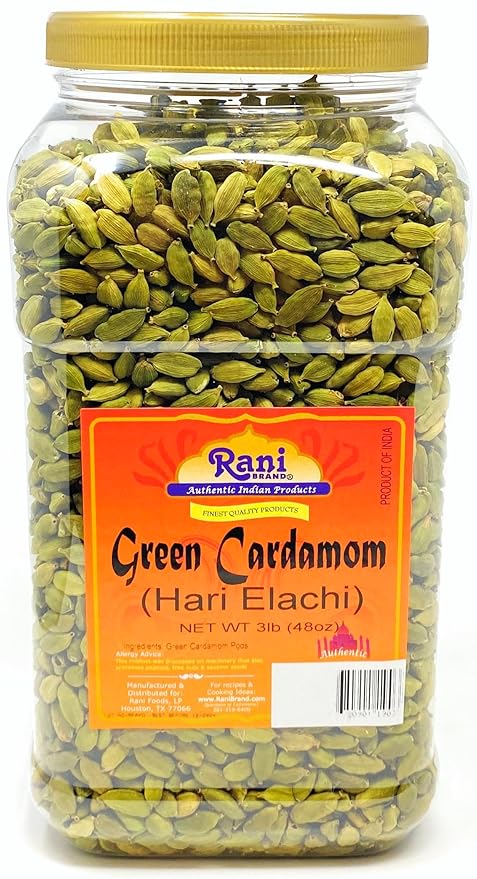 Rani Green Cardamom Pods Spice (Hari Elachi) 48oz (3lbs) 1.36kg PET Jar ~ All Natural | Vegan | Gluten Friendly | NON-GMO | Product of India