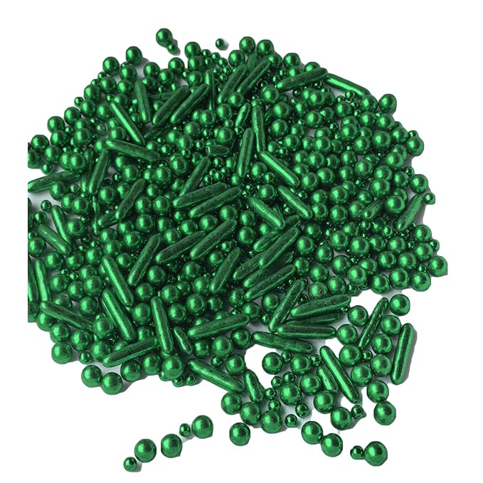 Sprinkles Green Pearl Sugar Candy Mix Size Baking Cake Decorations Cupcake Toppers Celebrations Shaker Jar Wedding Shower Party (120g/4.2oz竊?"<div>