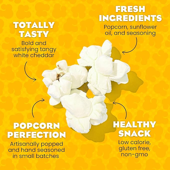 Live Love Pop White Cheddar Flavored Gourmet Popcorn, 4.4 Oz (Pack of 6), Healthy Snack, Gluten Free, Vegan & Non-GMO, Mission Driven Munchies