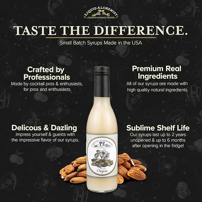 Liquid Alchemist Orgeat Syrup for Cocktails - Real Ingredients Make Our Almond Syrup the Perfect Mai Tai Mix - Non-GMO, Gluten Free & Vegan (12.7 oz)