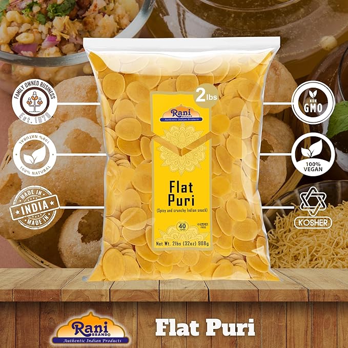 Rani Pani Puri Coins 32oz (2lbs) 907g, Bulk Pack 330-335 Coins ~ Uncooked, Microwaveable wheat and Semolina Coins ~ All Natural | Vegan | NON-GMO