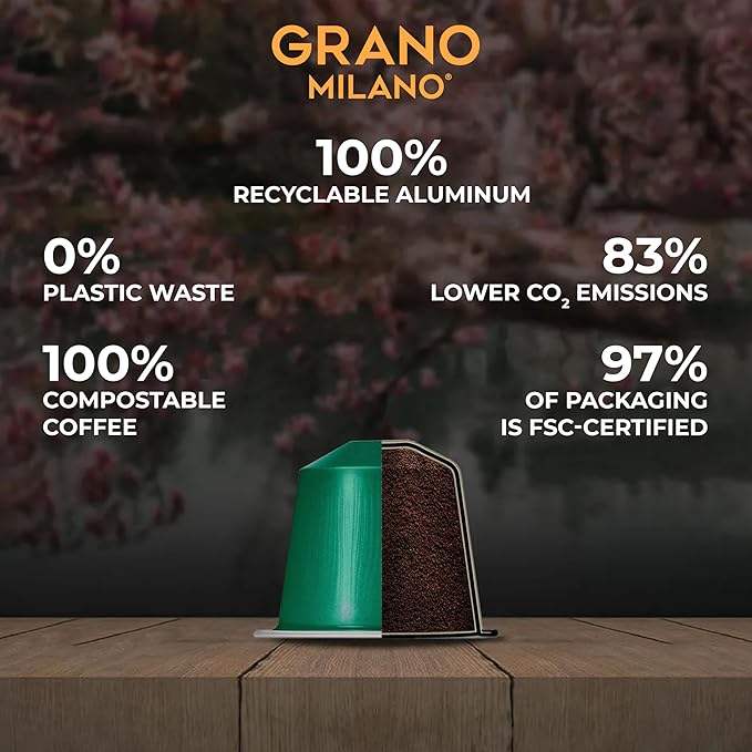 Grano Milano - Aluminum Coffee Pods Compatible with Nespresso®* Original Line Machines (Decaffeinato., 100 Pods)