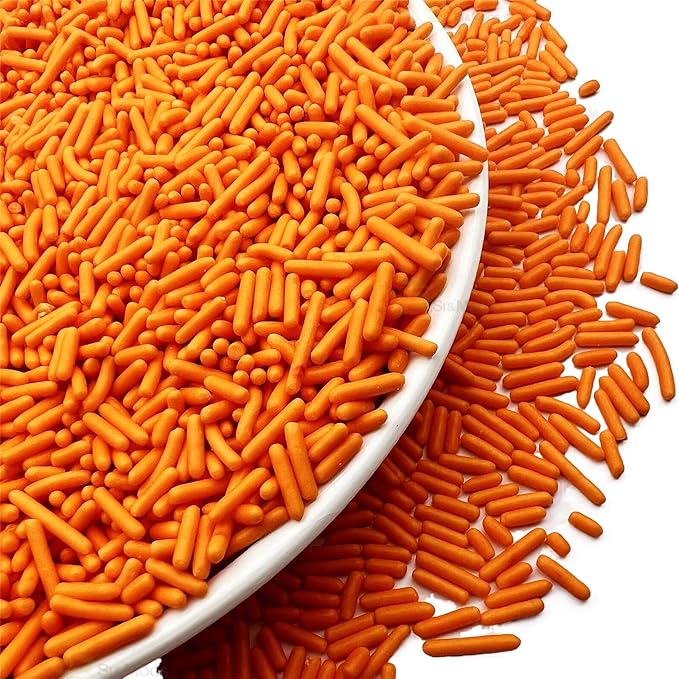 SE Si&Moos Orange Sprinkles Edible Orange Jimmies Soft Jimmy Sprinkles Halloween Cake Decorations Christmas Cookie Decorations for Topping Ice Cream, Cookies, Cakes, Cupcakes, Dessert Decorating 2.75 OZ
