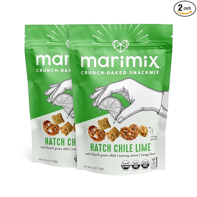 Marimix Snack Mix | Hatch Chili Lime 2 Pack | Crunch Baked Sweet & Salty Savory Plant Based Naturally Gluten Free Whole Grain Fiber Charcuterie Pretzel Trail Party Mix | No Artificial Ingredients