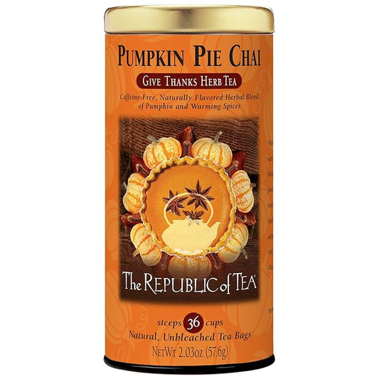 The Republic of Tea ??Pumpkin Pie Chai Herbal Tea Tin, 36 Naturally Caffeine-Free Tea Bags