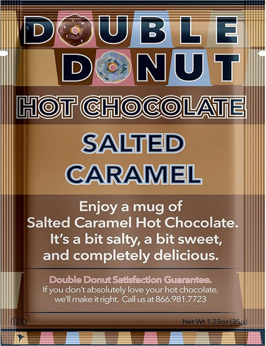 Double Donut Flavored Hot Chocolate Packets, Salted Caramel, Salted Caramel Hot Chocolate, Hot Cocoa Mix, 128 Count