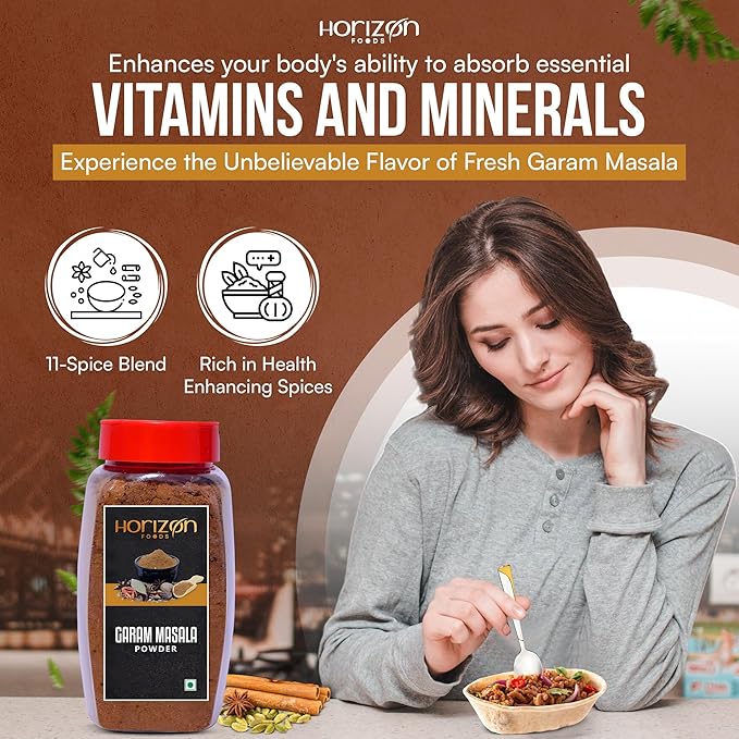 Horizon Foods Premium Red Chili Powder - 200g Indian Spice Blend for Tikka Masala Sauce, Mexican Oregano & Mixed Vegetables. Perfect Seasoning with Guajillo Chiles & Ancho Chili Flakes in Your Indian Spice Box (100g, Garam Masala Powder)