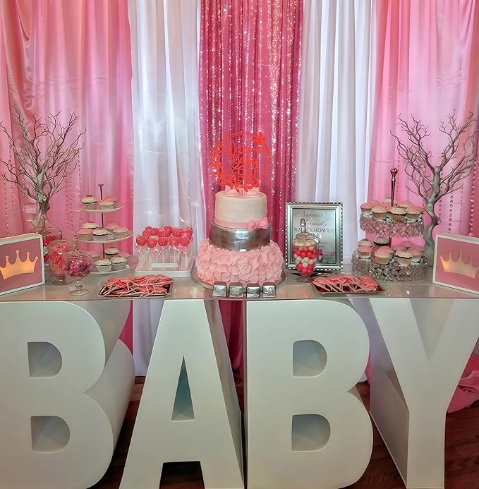 Welcome Baby Girl Cake Topper - Red Glitter Baby Shower Cake Decorations, Baby Girl Cake Decor, for Baby Shower/Birthday Party/Gender Reveal Party Photo Booth Props