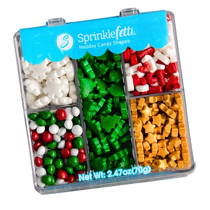 Sweets Indeed Candy Tacklebox, Assorted Variety, Perfect for Cake Decorations, Baking, Ice Cream, Cookies, Cupcake Topper, 2.53 oz (Holiday)