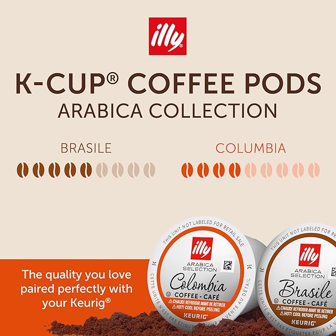 Illy Coffee K-Cups - Compatible Pods for Keurig Coffee Maker - Brasile & Columbia - Single Origin Roasts - Variety - 10 Count (Pack of 6)