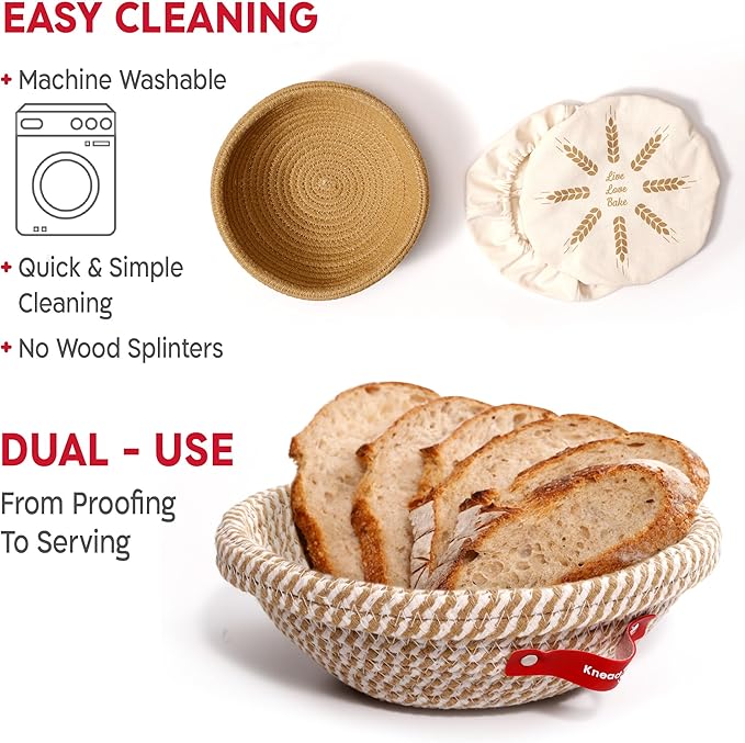 Sourdough Starter Kit (24oz Jar, 2xRound Baskets, Gray Bread Lame)