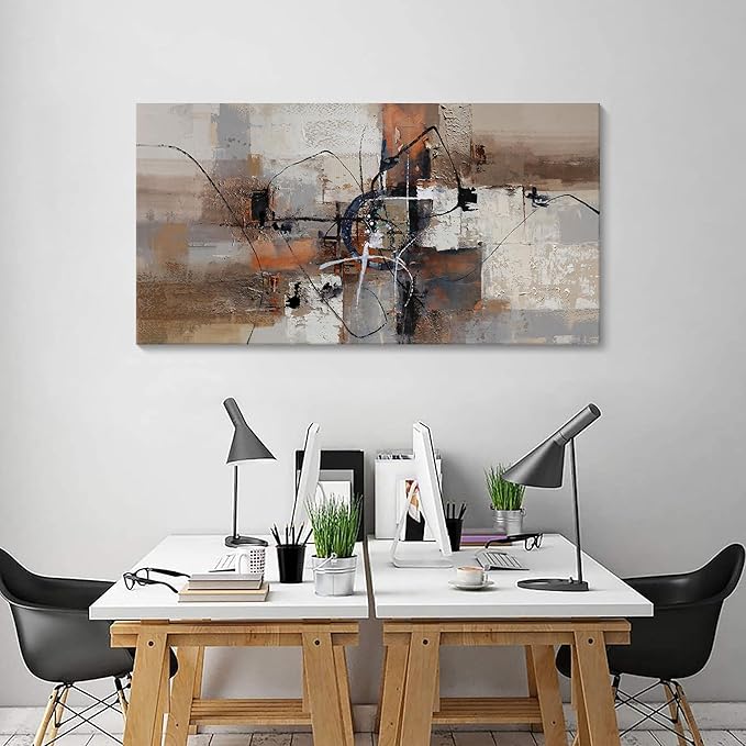 YDYSUNE Abstract Canvas Wall Art, Modern Wall Decor Painting, Brown Room Decorations, Orange Wall Art for Living Room, Bedroom, Office Artwork Wall Decor 24횞48IN