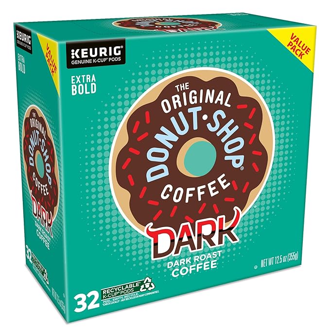 The Original Donut Shop Dark, Keurig Single Serve K-Cup Pods, Dark Roast Coffee Pods, 32 Count