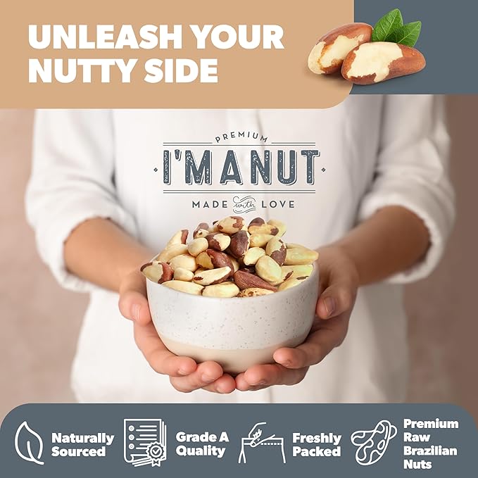 I’m A Nut Brazil Nuts, Broken, 64oz (4 lb) Distinct | Non GMO Batch Tested Gluten & Peanut Vegan Keto Friendly Large, Fresh Resealable bag