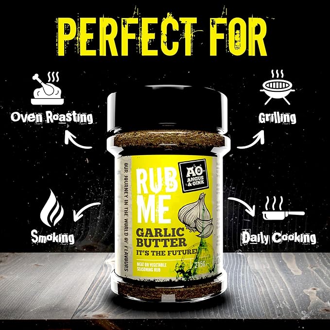 Angus & Oink | Garlic Butter Seasoning | Rich & Indulgent Flavour for Chicken, Fries & Roast Potatoes | 225g