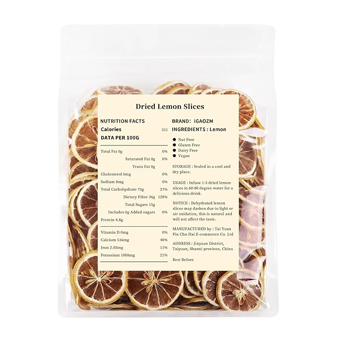 iGAOZM Dried Lemon Slices,12.34oz/350g,No Sugar Added,Natural Dehydrated Lemon Slices for Cocktails Garnish,Tea,Fruit Snacks,Craft Decoration,DIY