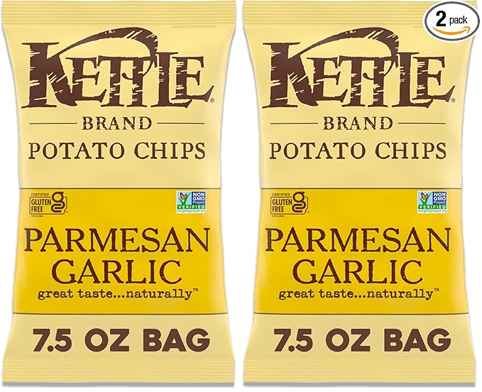 Kettle Brand Potato Chips Parmesan Garlic Kettle Chips, 7.5 Oz (Pack of 2)
