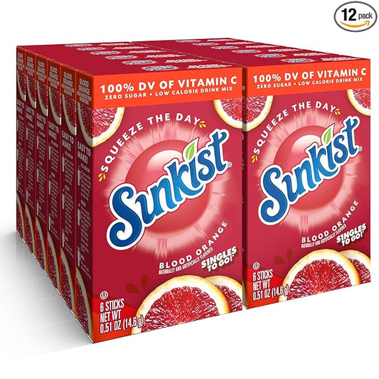 Singles to go Drink Mix Packets, Blood Orange, 6-Count Box ??Powdered Drink Packets with Vitamin C, 72 Total Powder Sticks