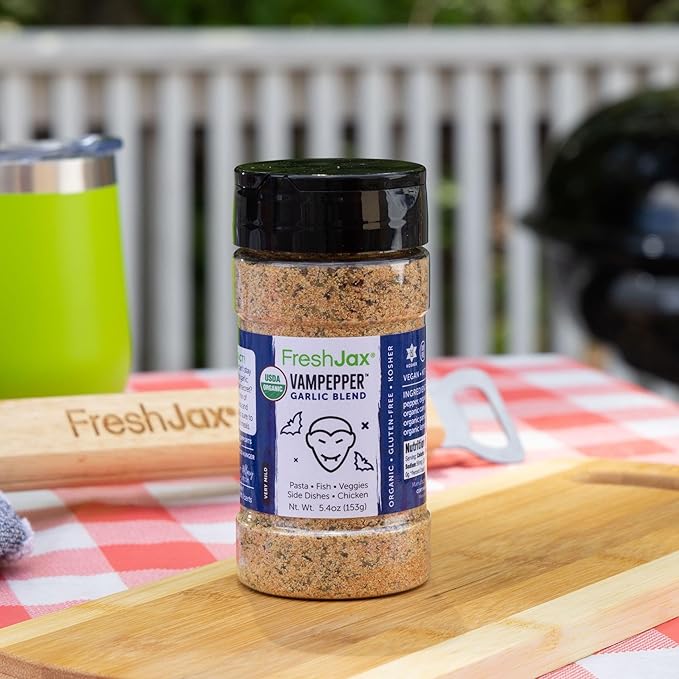 FreshJax Organic Vampepper Garlic Seasoning ??5.2 oz | Bold Garlic & Herb Spice Blend for Chicken, Steak, Pasta, Veggies & Marinades | Non-GMO, Gluten-Free, Keto, Paleo