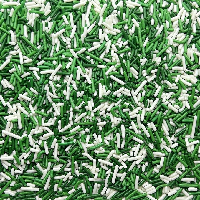 SE Si&Moos White and Green Sprinkles St. Patrick's Day Jimmy Sprinkles Sage Green and White Soft Jimmies St.Patrick's Day Cupcake Toppers for Cake Decorating,Ice Cream Toppings & Baking 2.75 OZ