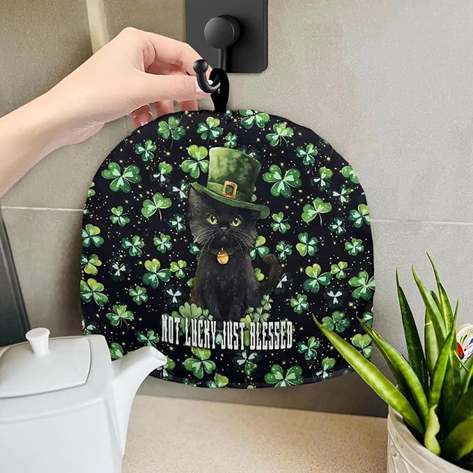 St. Patrick's Tea Cosy for Teapot Shamrock Clover Green Cotton Teapot Warmer Insulating Tea Cozy Custom Prints Teapot Cover for Kitchen Home Decorative Keep Warm Tea Pot Decor Pack of 1