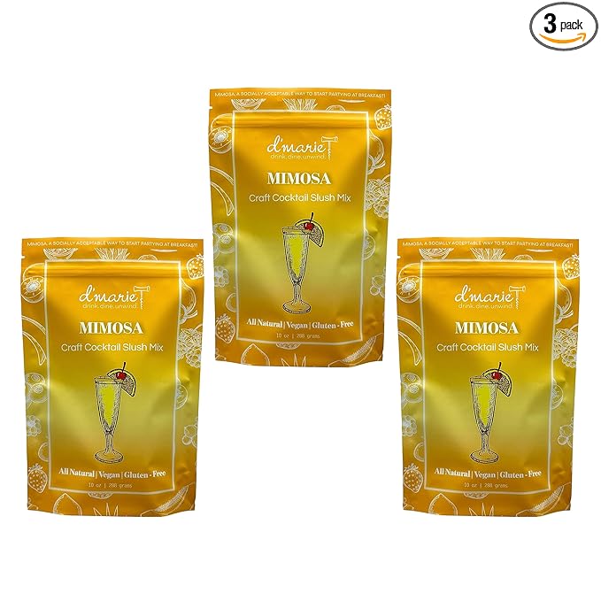 Frozen Cocktail Drink Mix - Each Bag Makes 10 Mimosa Slushies - Drink Powder Pouches for Alcohol - All Natural Low Sugar Mixer, No Blender Needed, 3 Pack