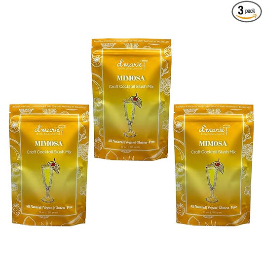Frozen Cocktail Drink Mix - Each Bag Makes 10 Mimosa Slushies - Drink Powder Pouches for Alcohol - All Natural Low Sugar Mixer, No Blender Needed, 3 Pack