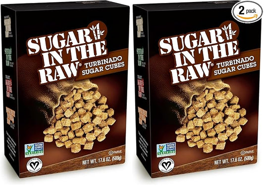 Sugar In The Raw Granulated Turbinado Cane Sugar Cubes, No Added Flavors or erythritol, Pure Natural Sweetener, Hot & Cold Drinks, Coffee, Vegan, Gluten-Free, Non-GMO,Pack of 2