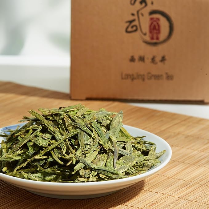 ChaWuWarmSun [A] LongJing Green Tea,3.5oz/100g,Chinese Dragon Well Green Tea Loose Leaf
