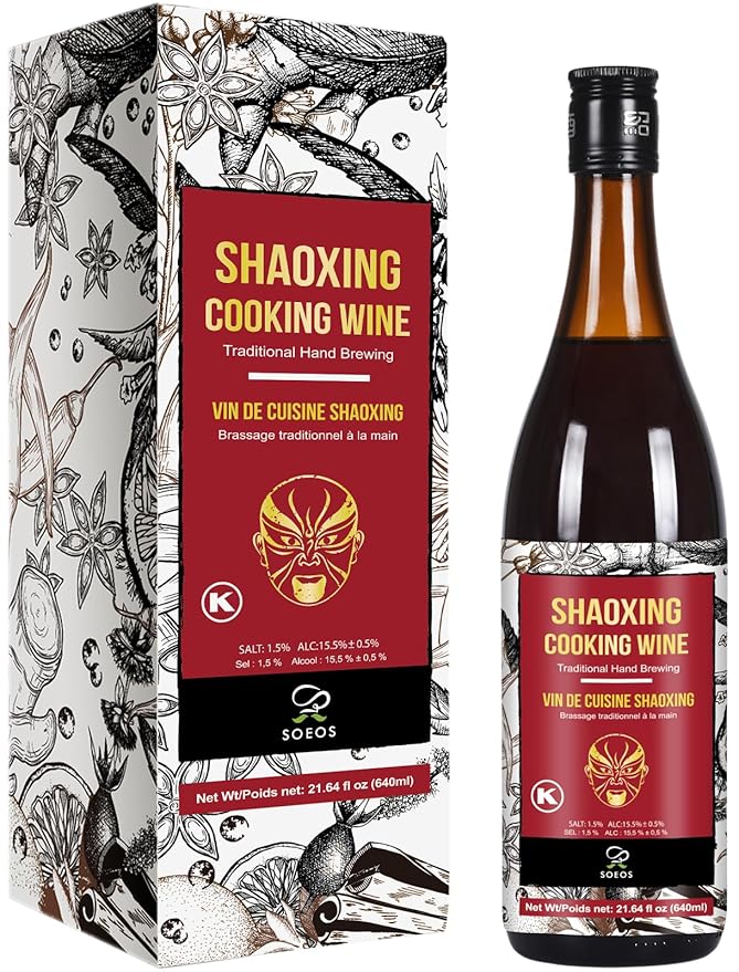 Soeos Shaoxing Wine, Shaoxing Rice Wine, Chinese Cooking Wine, Rice Cooking Wine, Shaoxing Wine Chinese Cooking Wine, Shao Hsing Rice Wine, 21.64 fl oz (640ml),1 Pack, Regular Cooking Wine