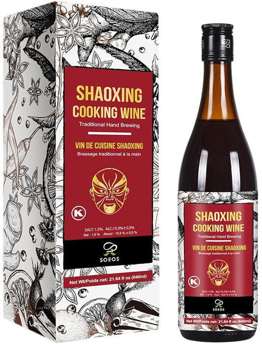 Soeos Shaoxing Wine, Shaoxing Rice Wine, Chinese Cooking Wine, Rice Cooking Wine, Shaoxing Wine Chinese Cooking Wine, Shao Hsing Rice Wine, 21.64 fl oz (640ml),1 Pack, Regular Cooking Wine