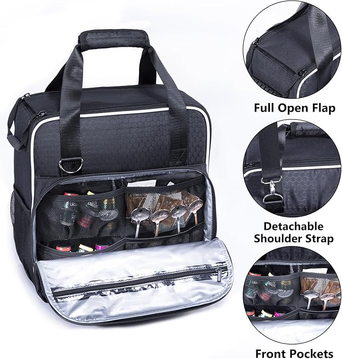 BAGSPRITE Coffee Maker Travel Bag Compatible with Keurig K-Mini or K-Mini Plus, Single Serve Coffee Brewer Carrying Case with Multiple Pockets for K-Cup Pods, Storage Bag With Shoulder Strap