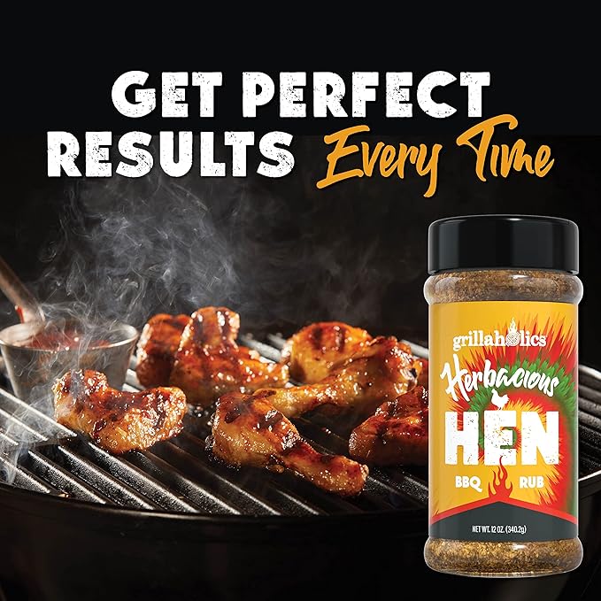 Grillaholics Herbacious Hen Poultry Seasoning - Herb & Garlic Chicken Rub for Smoked, Roasted, Fried & Grilled Poultry with 24+ Herbs & Spices - Try it on Chicken, Turkey, Prime Rib & More