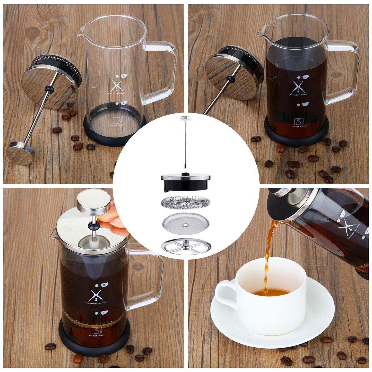 Boao 6 Pcs French Press Filters Replacement Mesh Screen Stainless Steel