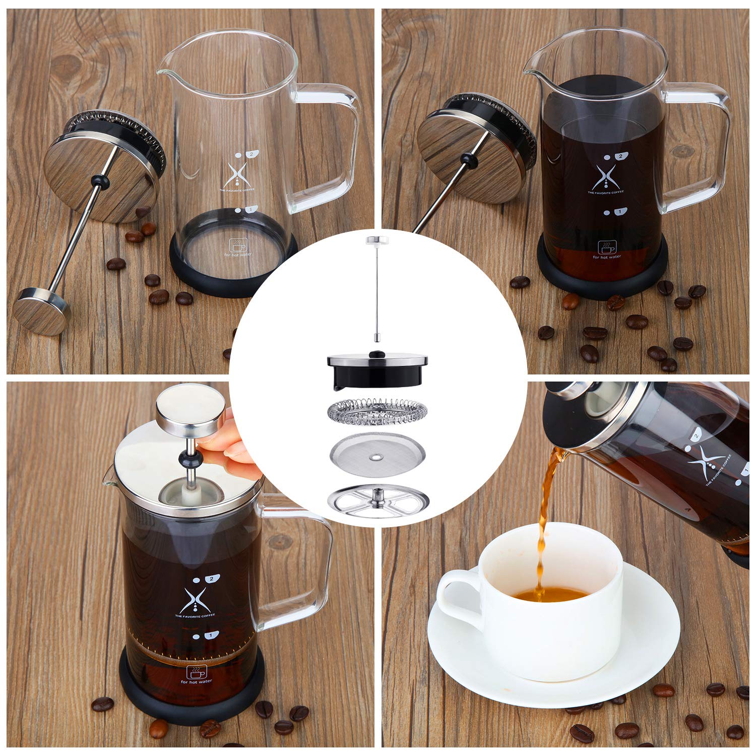 Boao 6 Pcs French Press Filters Replacement Mesh Screen Stainless Steel